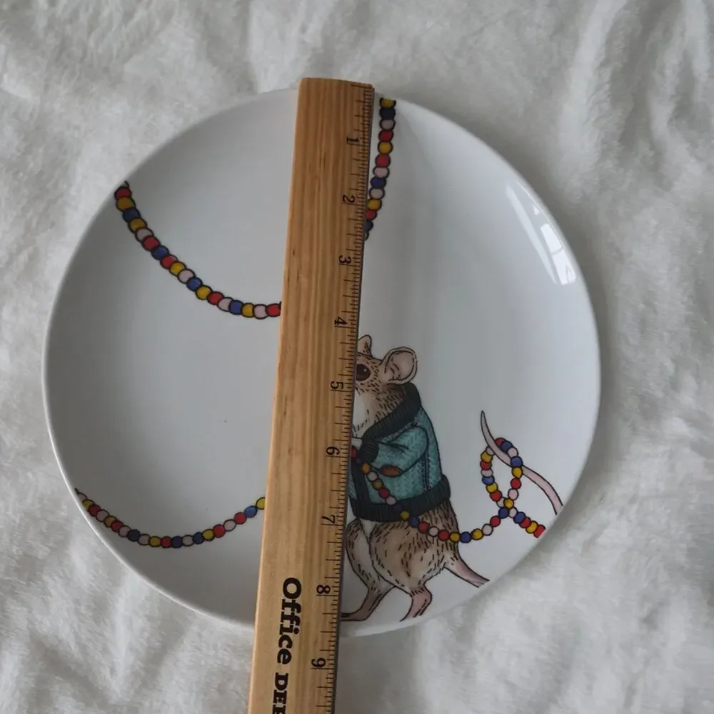 West Elm Rachel Kozlowski Dapper Animal Salad Plate Holiday Christmas Mouse‎
